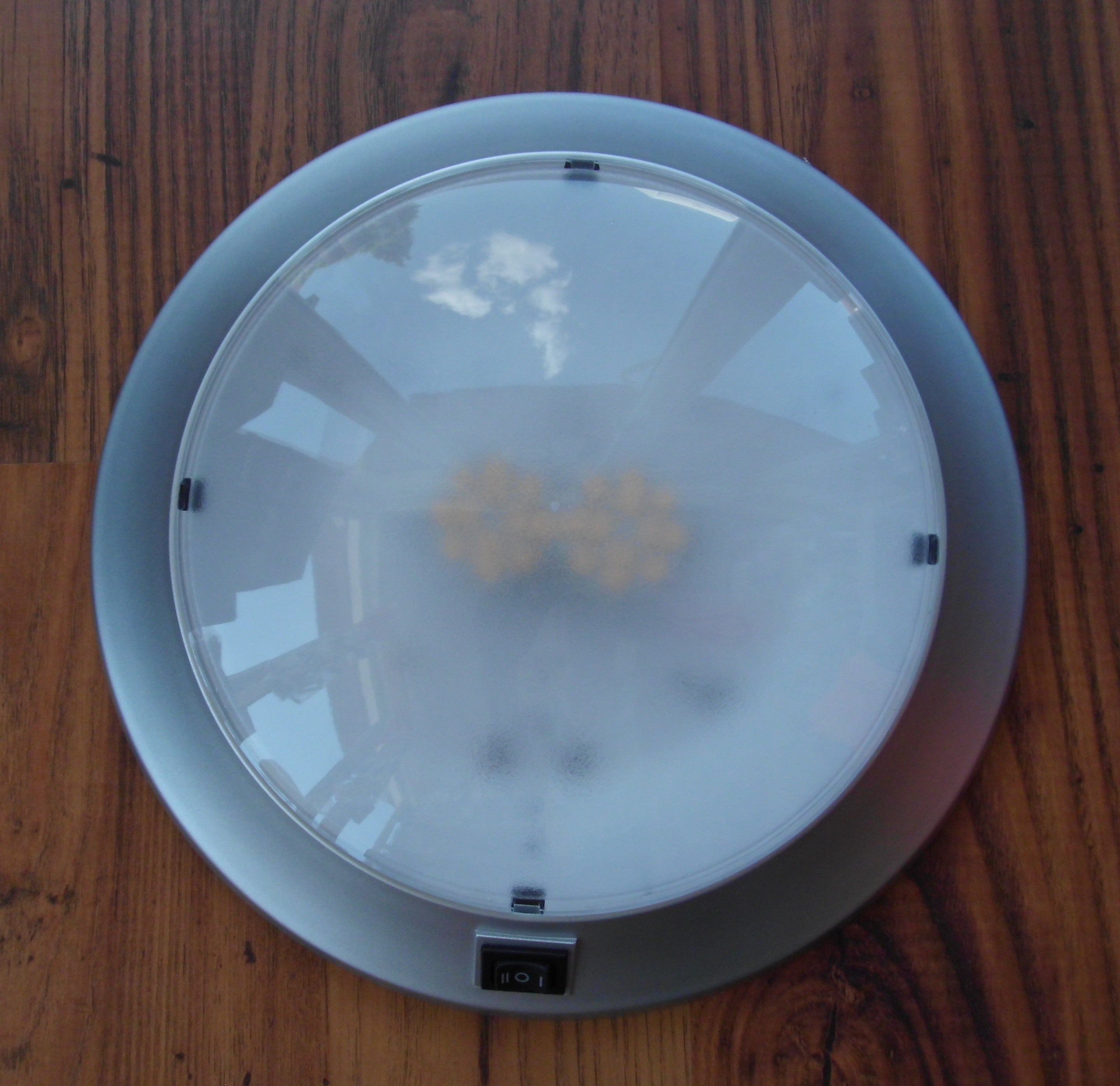 Leuchte Lampe LED mit Schalter Decke/Wand silber Ø 25 cm 12V 4,2W 320f427 NEU