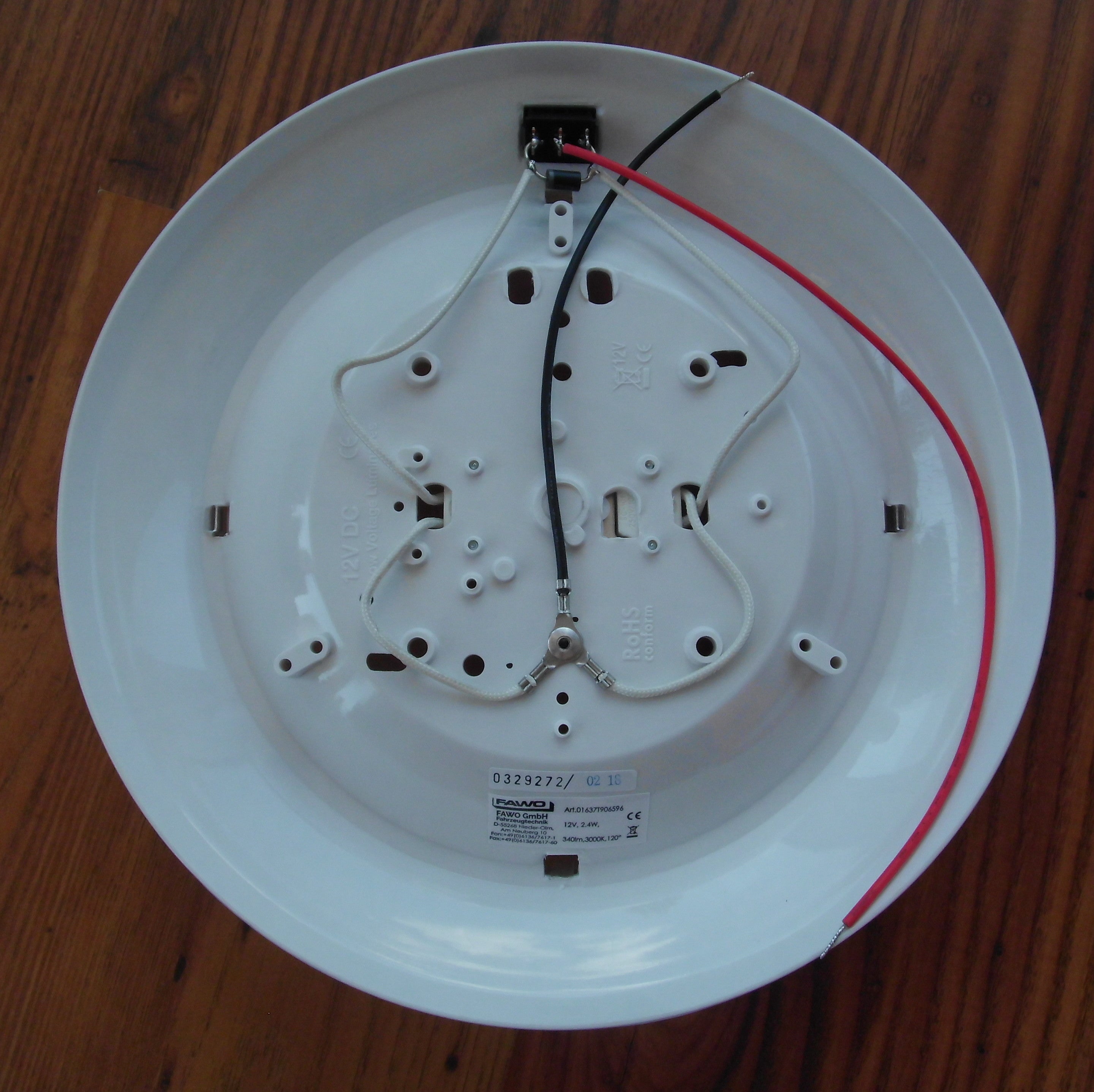 Leuchte Lampe LED mit Schalter Decke/Wand silber Ø 25 cm 12V 4,2W 320f427 NEU