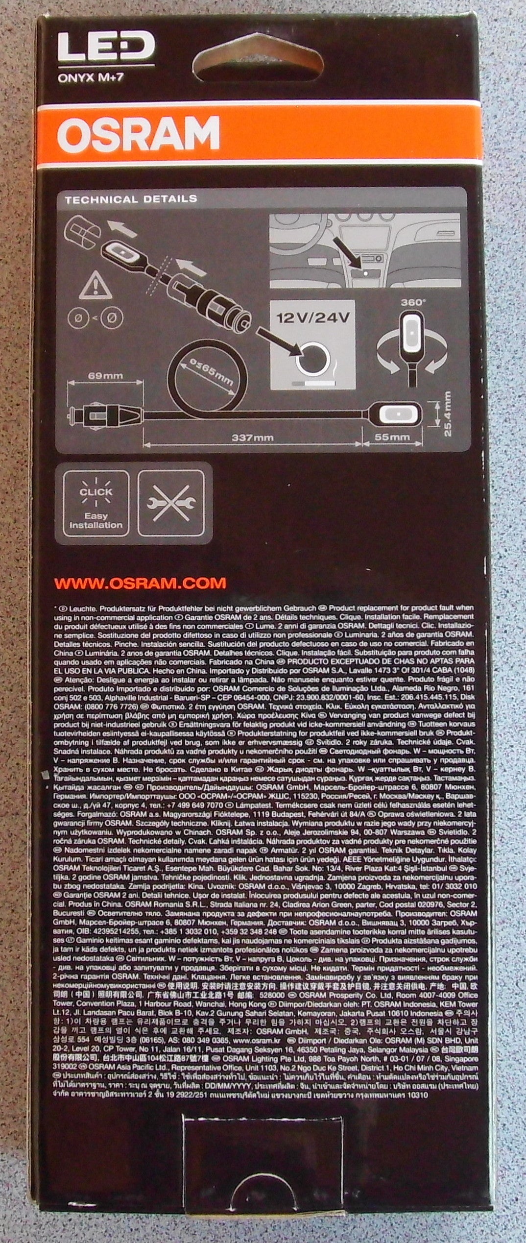 Leseleuchte Osram LED Lampe 12/24V Copilot M für Zigarettenanzünder 288513b3 NEU