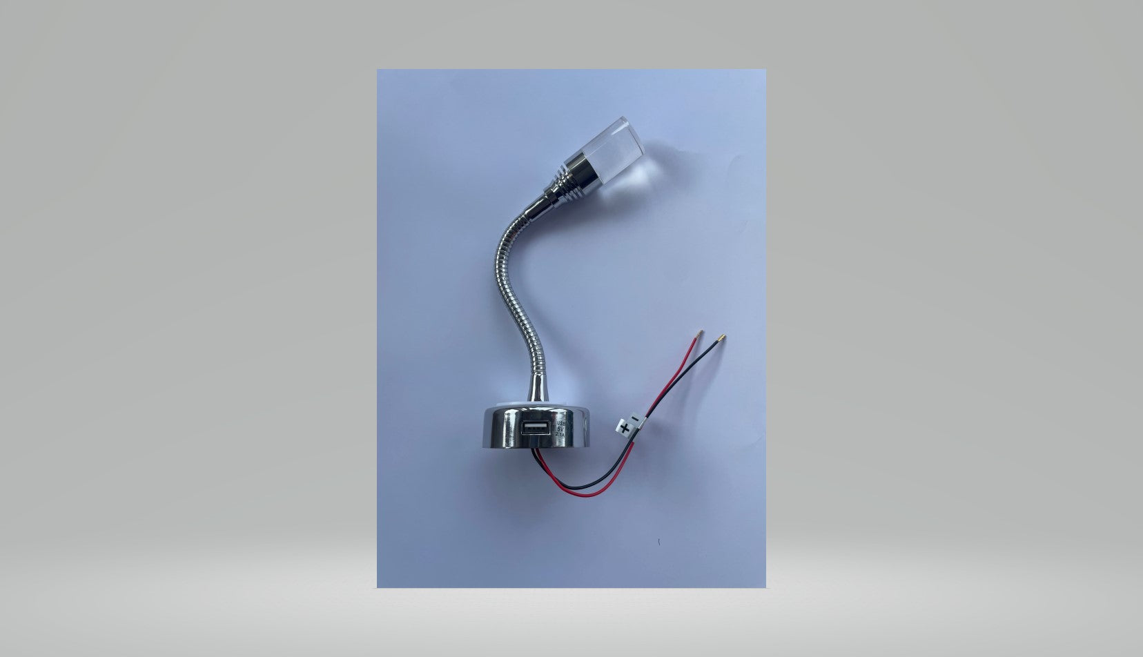 Schwanenhals Leuchte Flexi 2 chrom LED Aufbau Lampe mit USB 12V 2W 320f665 NEU